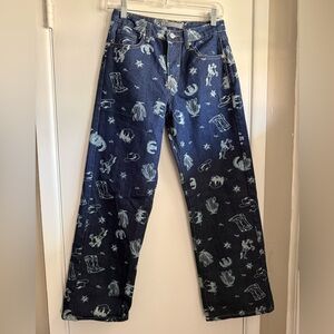 Cali1850 Women’s Straight Leg Western Pattern Jeans, Size 3/26